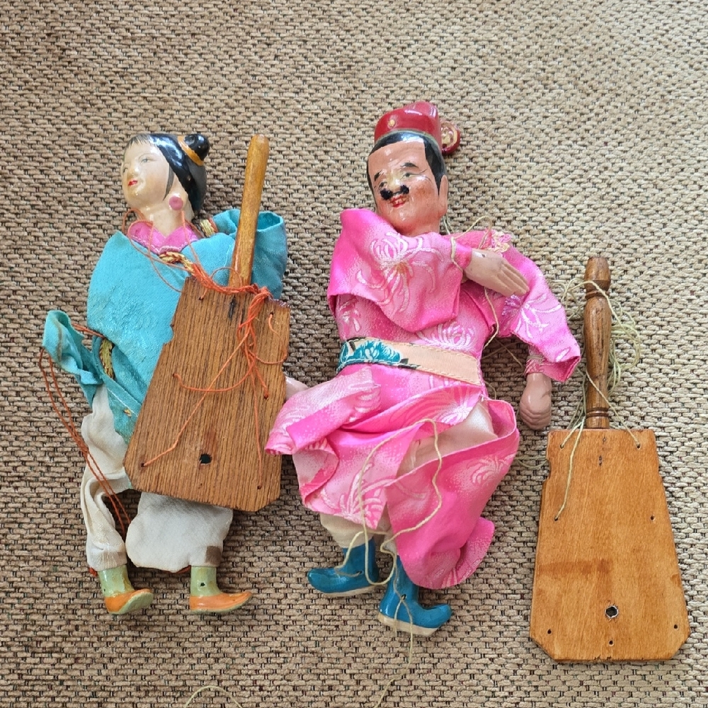Marionettes - Vintage Collectibles - Set of 2 - Made in China - Broken